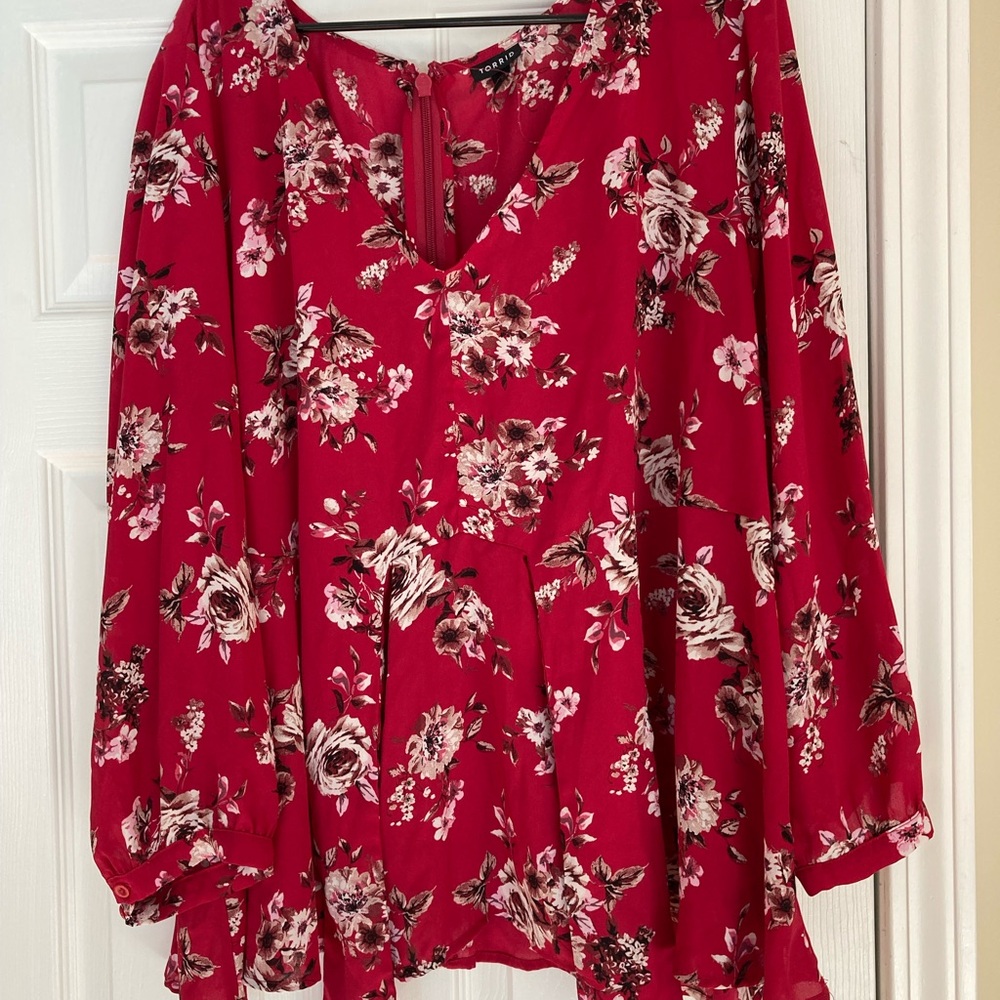Floral Red Women's Top